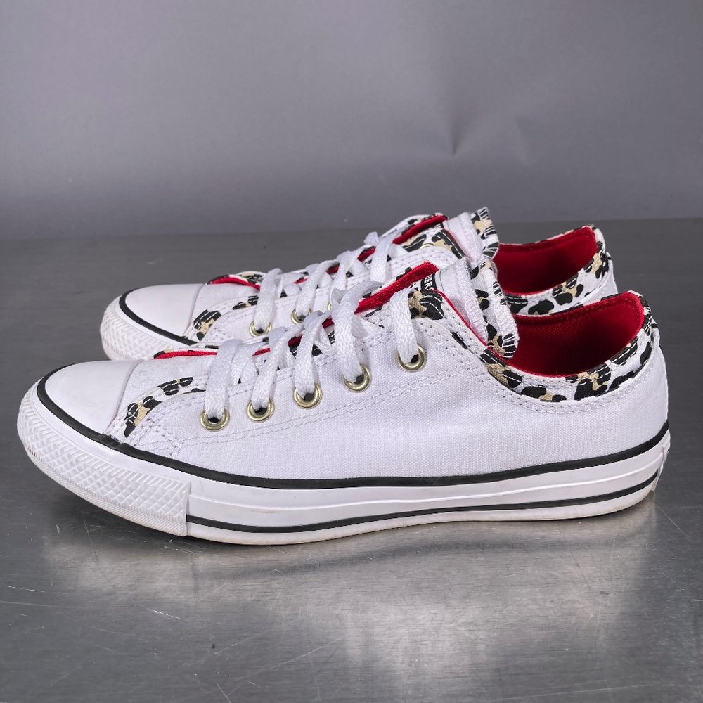 Converse Chuck Taylor All Star Double Uppers White Leopard 567041F Womens 9 EUC